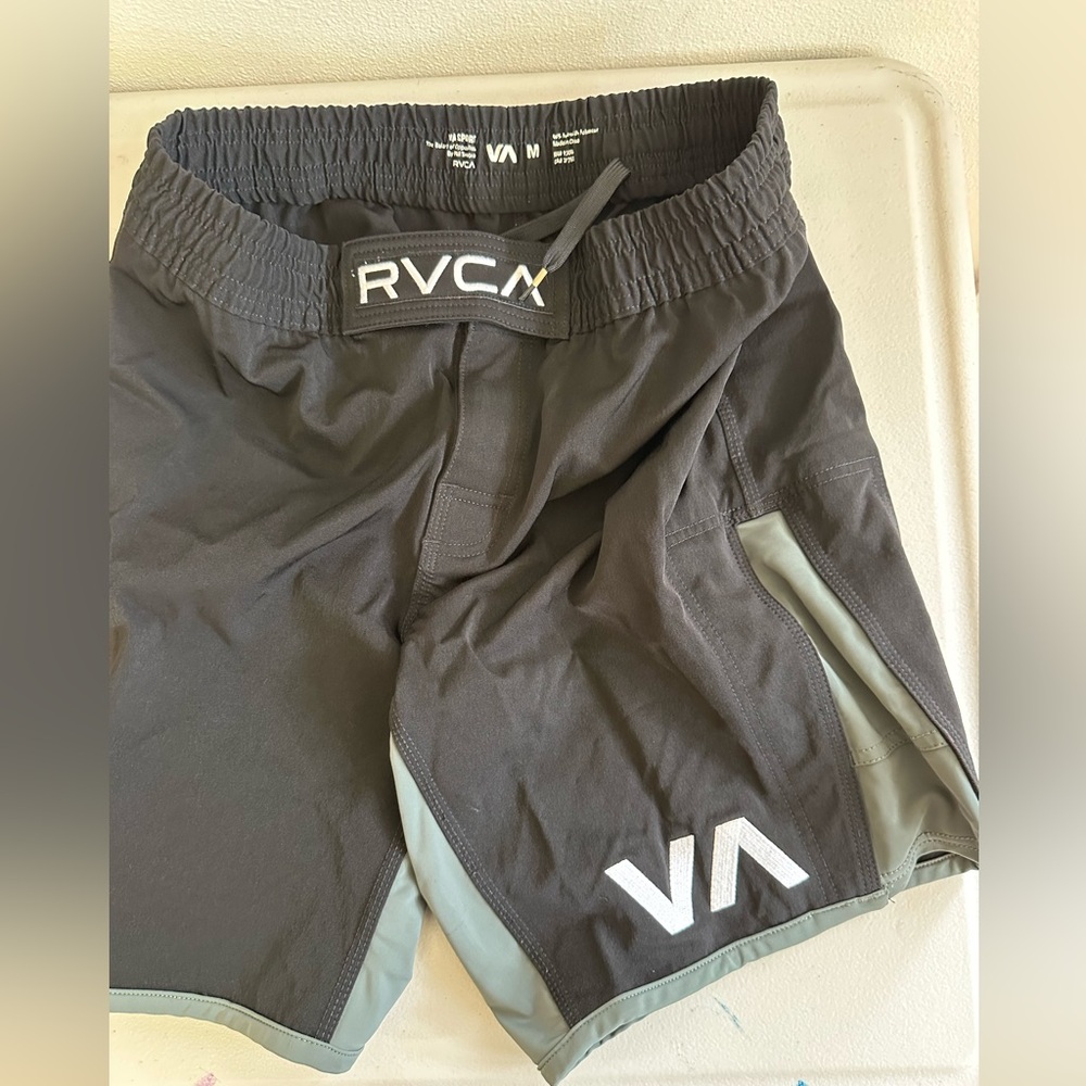 RVCA Black and Olive Green MMA fight Shorts